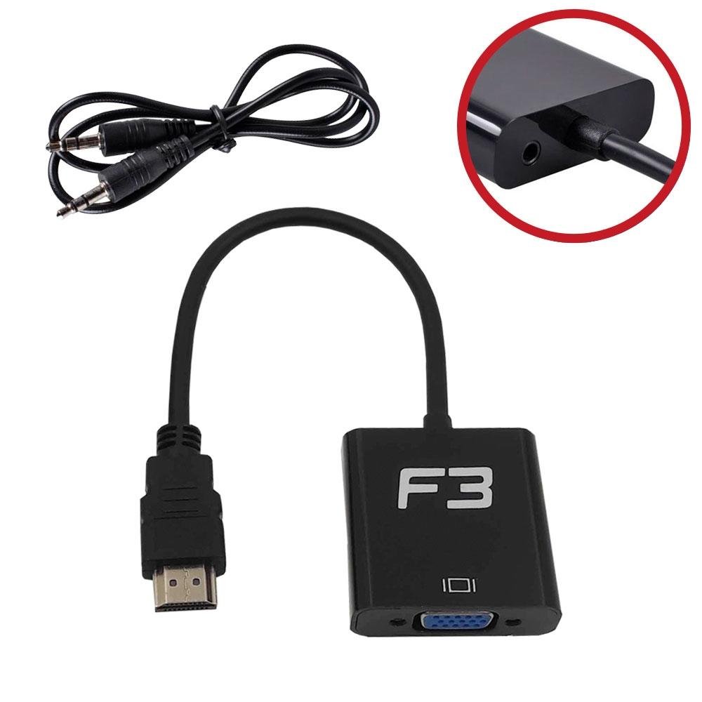 Cabo Adaptador Conversor HDMI para VGA F + Áudio F3 - JC- AD-HM/VGA - view 4