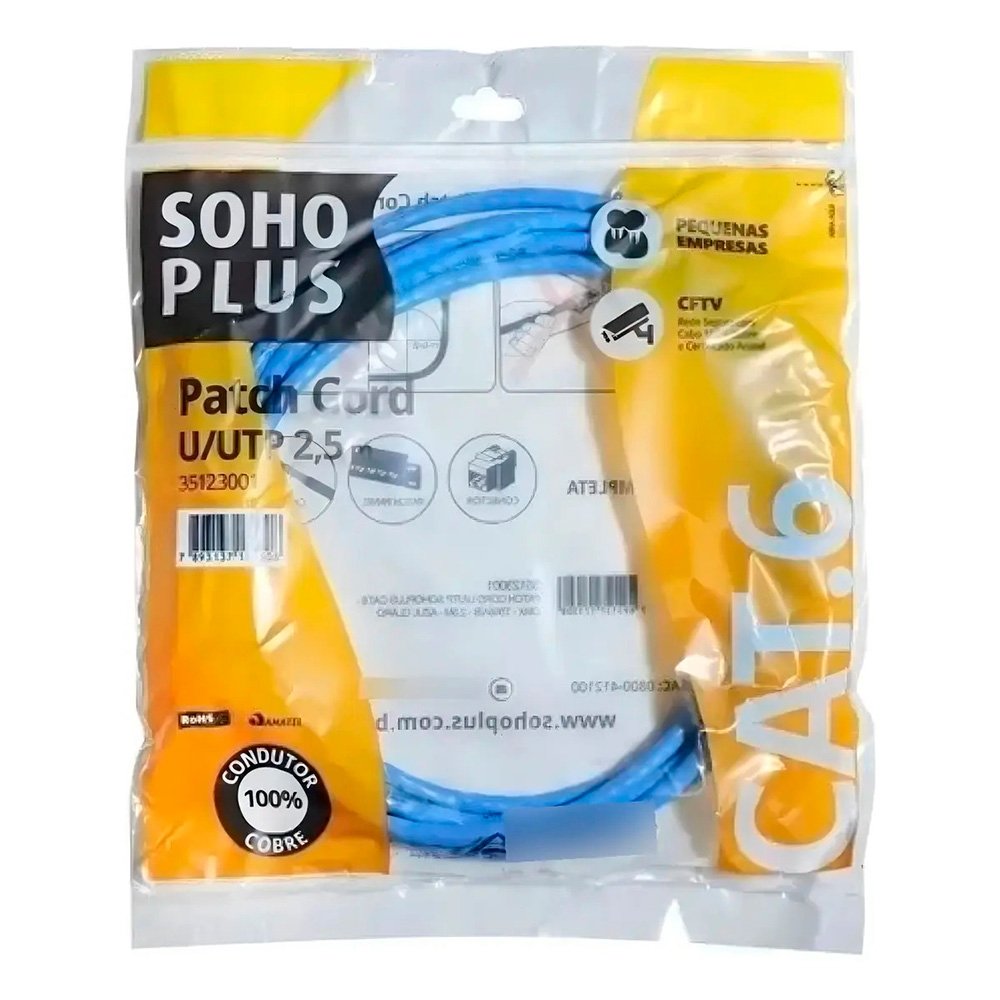 Patch Cord CAT.6 Furukawa SohoPlus, 2.5m, Azul, T568A - 35123001 - view 3