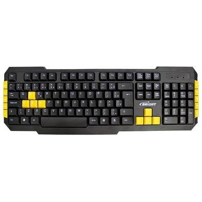 Teclado Gamer Bright, ABNT2, Preto/Amarelo - 183