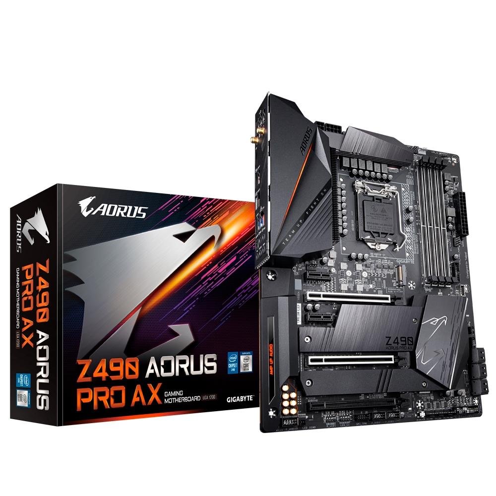 マザーボード GIGABYTE Z490 AORUS PRO AX + i7 10700k Placa Mãe Gigabyte Aorus Z490 Aorus PRO AX, Intel LGA 1200, ATX