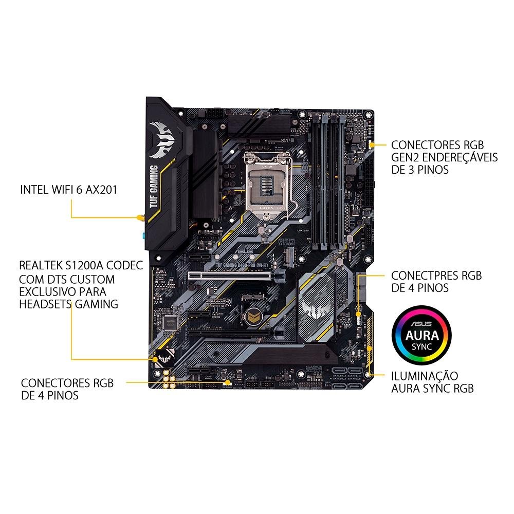 Imagem 12 de 15 do produto Placa-Mãe ASUS TUF Gaming B460-PRO (Wi-Fi), Intel LGA 1200, ATX, DDR4, Preto - TUF GAMING B460-PRO (WI-FI)