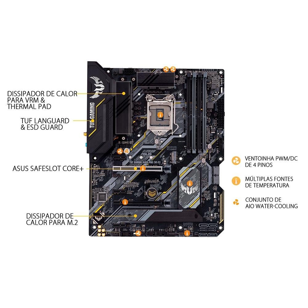 Imagem 11 de 15 do produto Placa-Mãe ASUS TUF Gaming B460-PRO (Wi-Fi), Intel LGA 1200, ATX, DDR4, Preto - TUF GAMING B460-PRO (WI-FI)