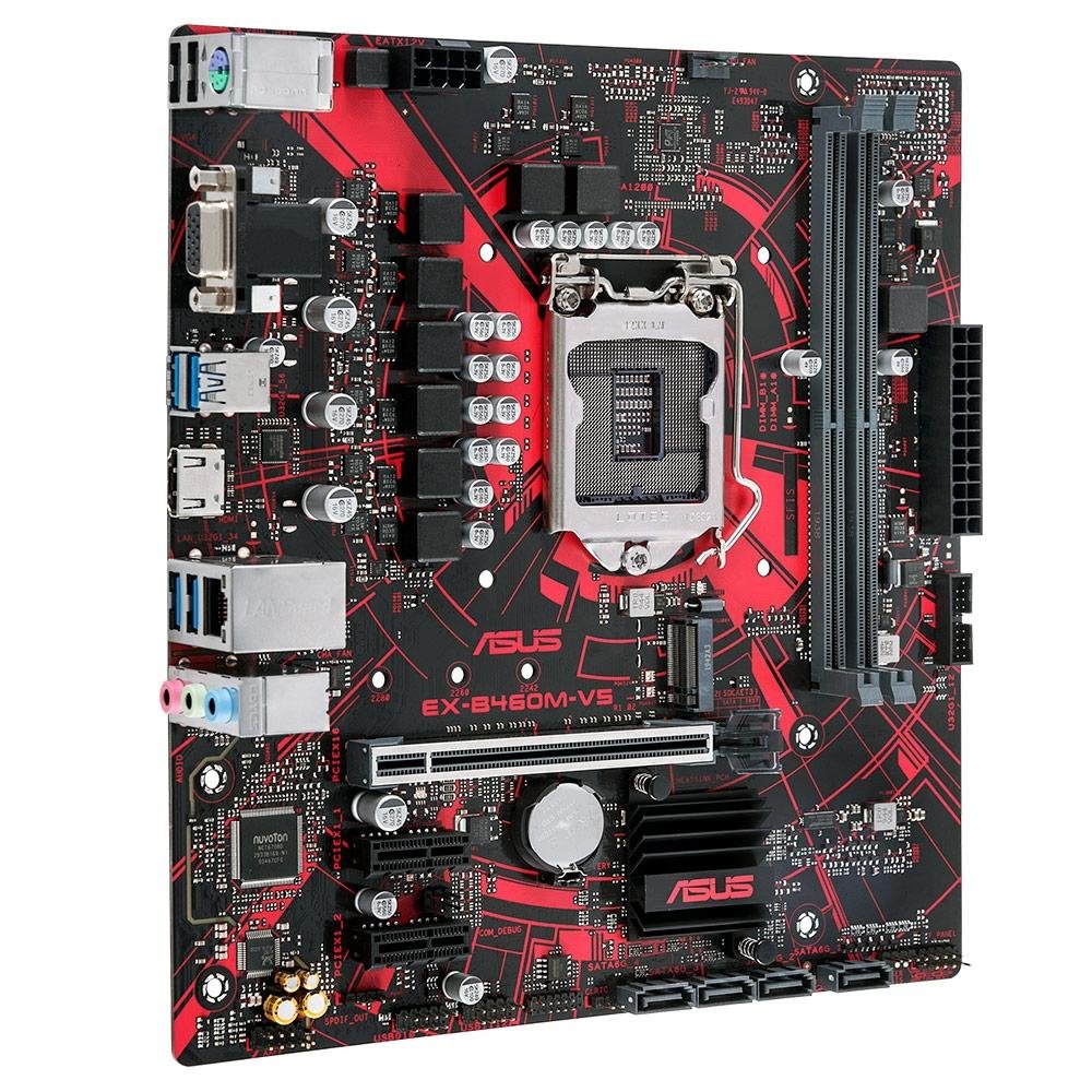 Placa-Mãe ASUS EX-B460M-V5, Intel LGA 1200, mATX, DDR4, Preto e Vermelho - EX-B460M-V5