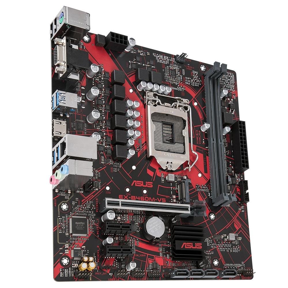 Placa-Mãe ASUS EX-B460M-V5, Intel LGA 1200, mATX, DDR4, Preto e Vermelho - EX-B460M-V5