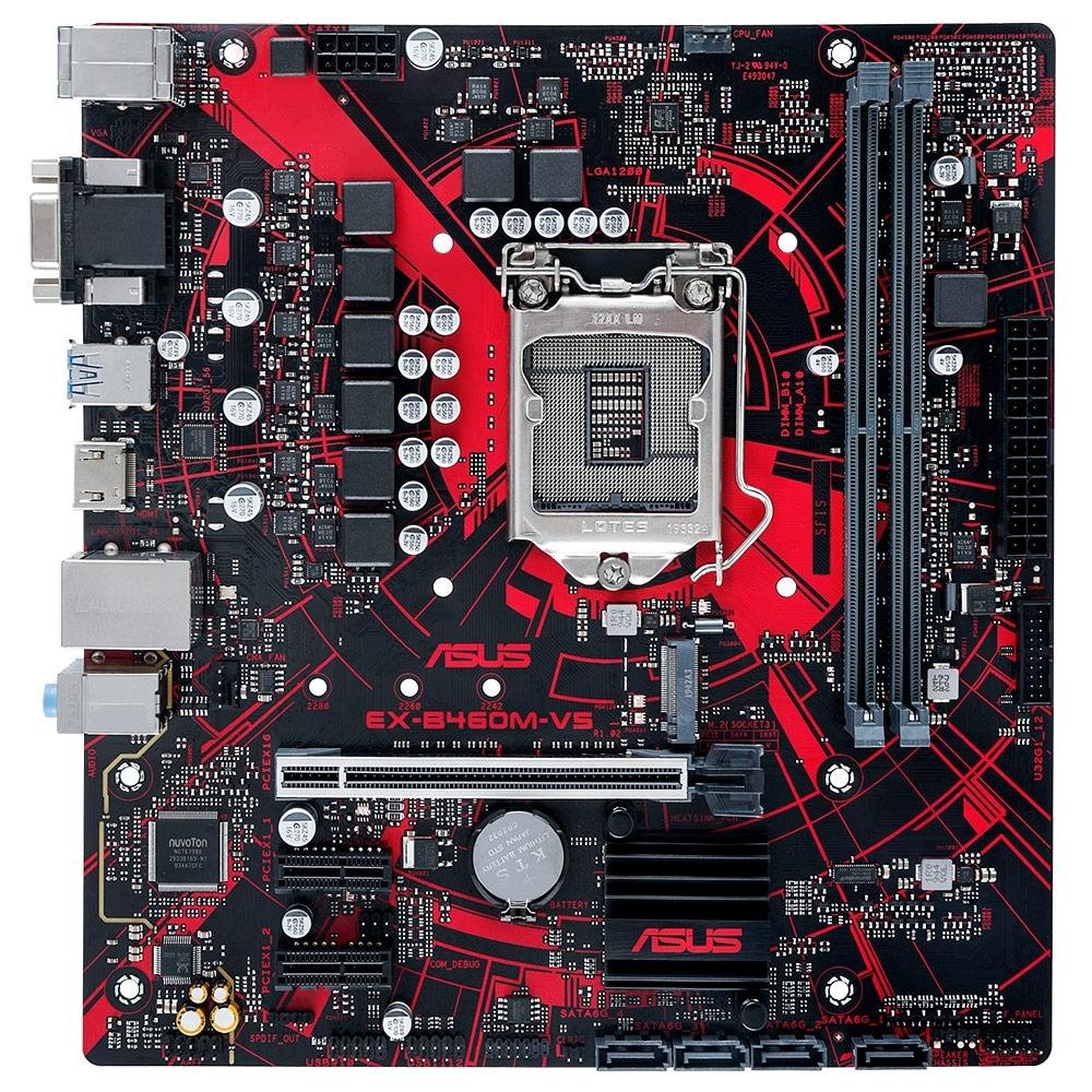 Placa-Mãe ASUS EX-B460M-V5, Intel LGA 1200, mATX, DDR4, Preto e Vermelho - EX-B460M-V5