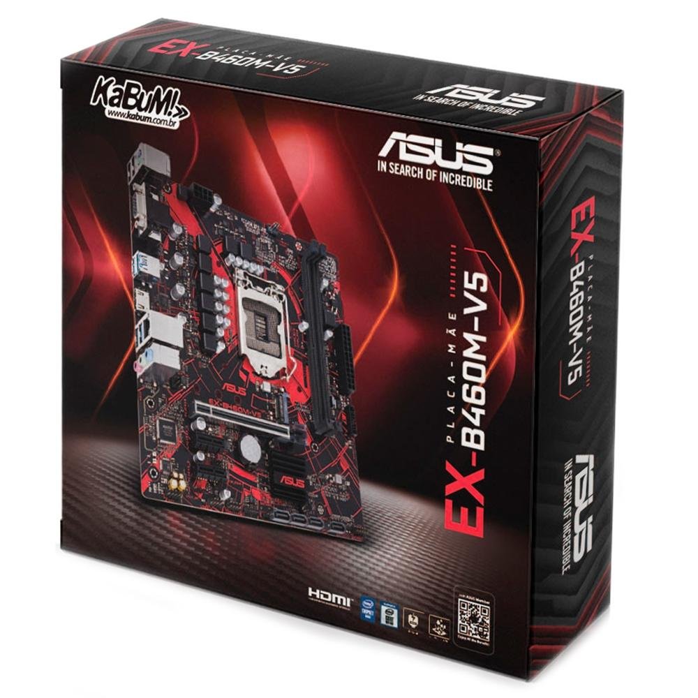 Placa-Mãe ASUS EX-B460M-V5, Intel LGA 1200, mATX, DDR4, Preto e Vermelho - EX-B460M-V5