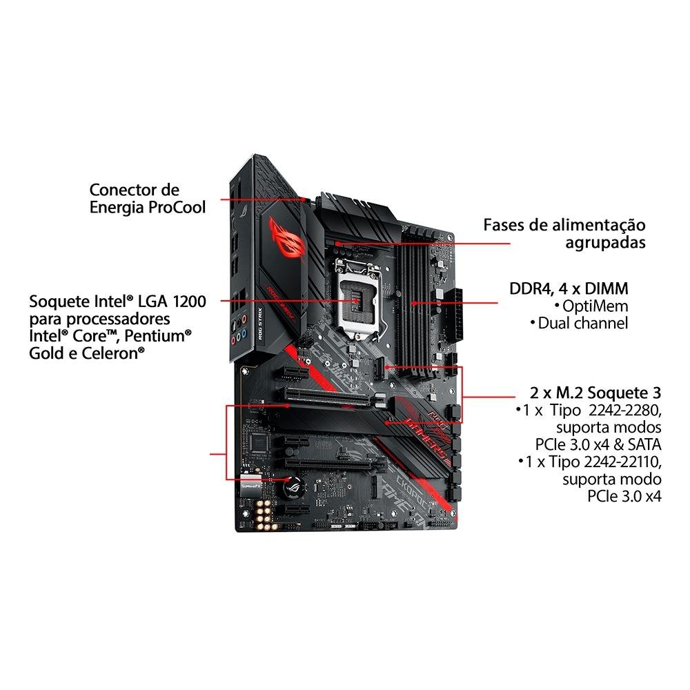Imagem 10 de 12 do produto Placa-Mãe ASUS ROG Strix B460-H Gaming, Intel LGA 1200, ATX, DDR4, Preto - ROG STRIX B460-H GAMING