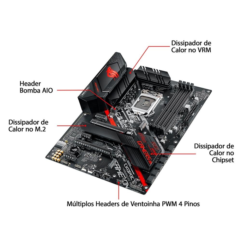Imagem 11 de 12 do produto Placa-Mãe ASUS ROG Strix B460-H Gaming, Intel LGA 1200, ATX, DDR4, Preto - ROG STRIX B460-H GAMING