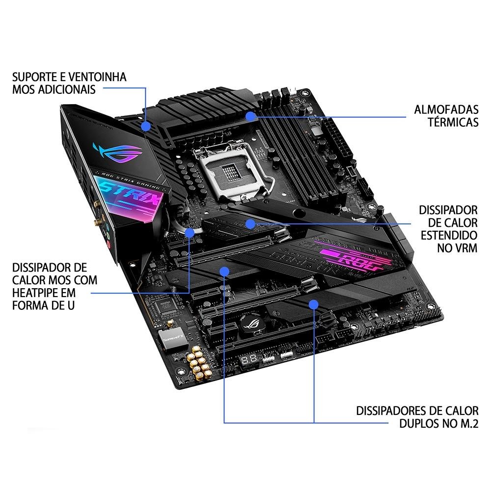 Placa-Mãe Asus ROG Strix Z490-E Gaming, Intel LGA 1200, ATX, DDR4