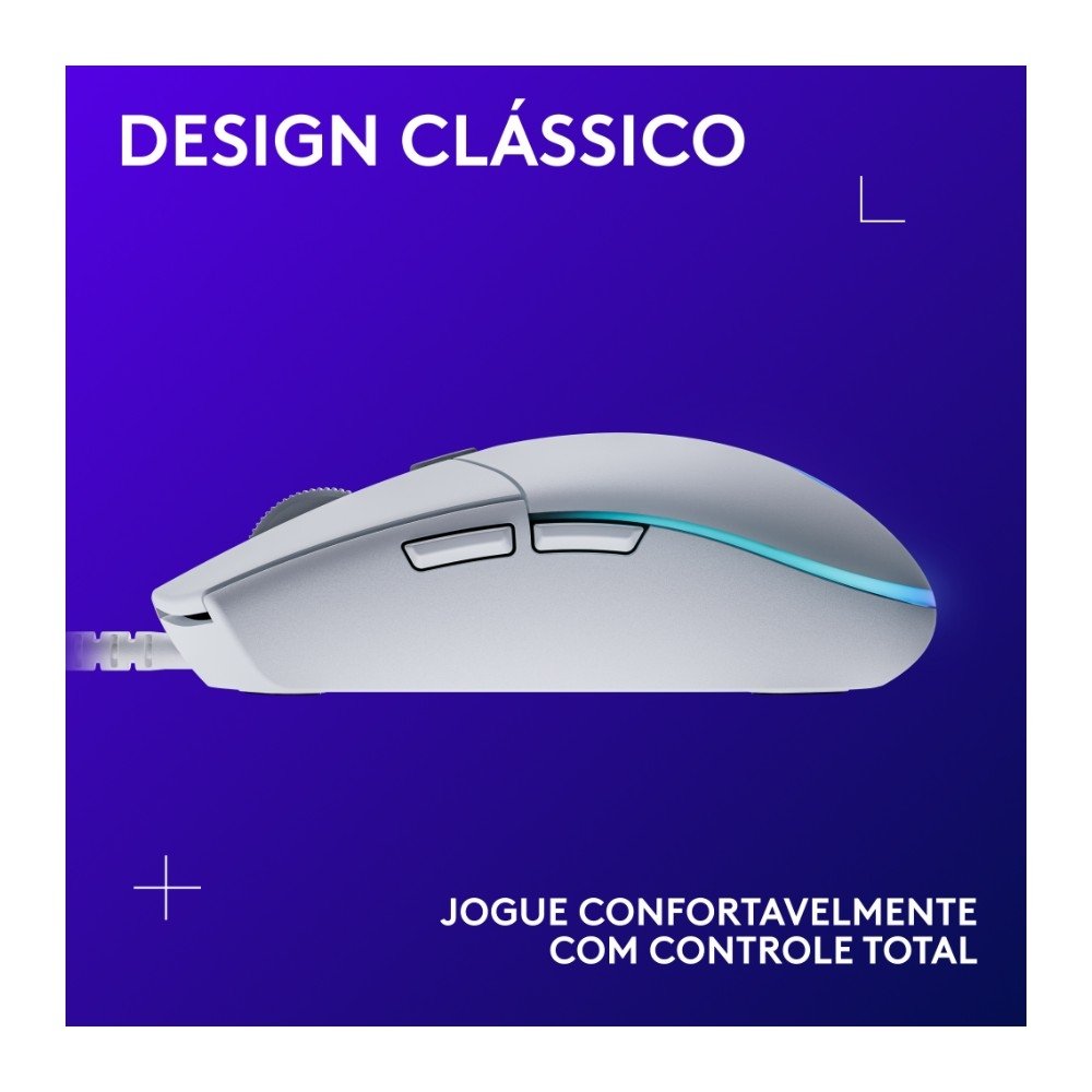 Mouse Gamer ( Balão.info) G203 LIGHTSYNC RGB, Efeito de Ondas de Cores, 6 Botões Programáveis e Até 8.000 DPI, Branco - 910-( Balão.info - foto 7