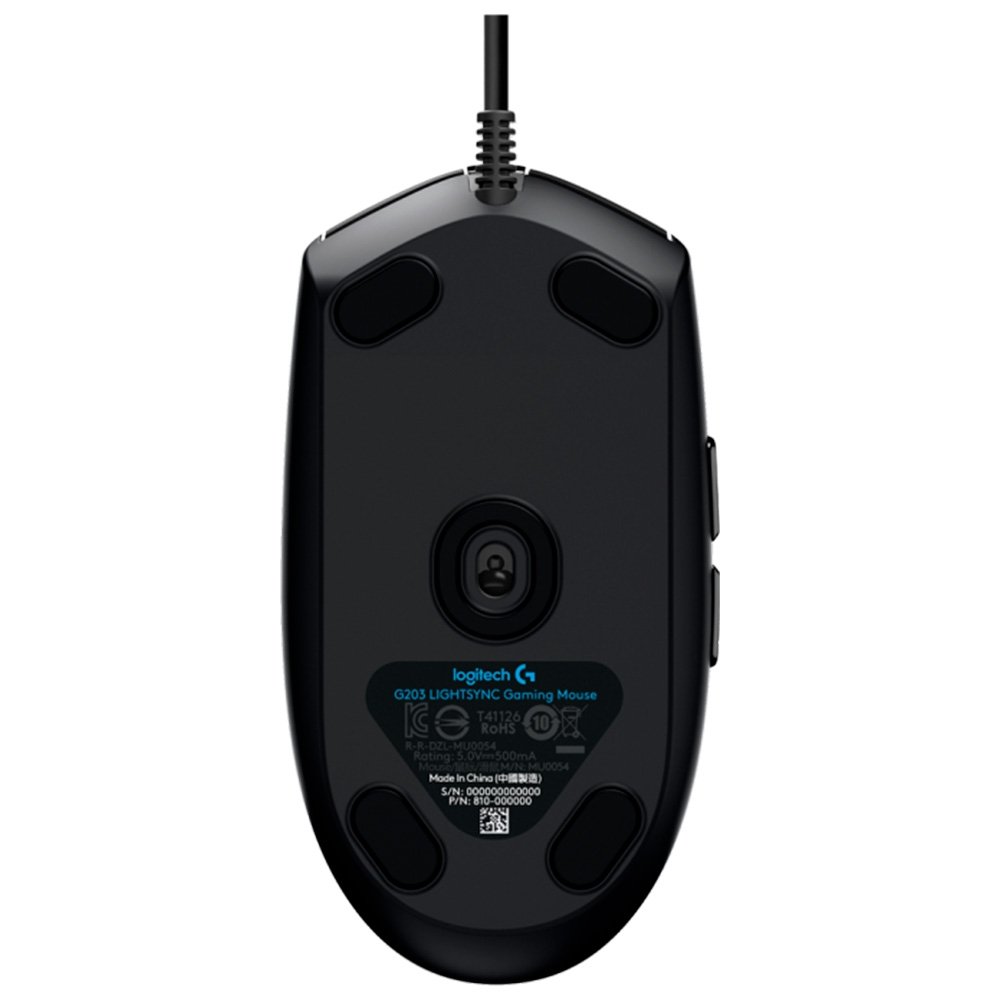 Mouse Gamer Logitech G203 LIGHTSYNC RGB, Efeito de Ondas de Cores, 6 Botões Programáveis e Até 8.000 DPI, Preto - 910-005793 - view 4