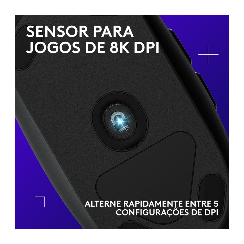 Mouse Gamer Logitech G203 LIGHTSYNC RGB, Efeito de Ondas de Cores, 6 Botões Programáveis e Até 8.000 DPI, Preto - 910-005793 Mouse Gamer Logitech G203 LIGHTSYNC RGB, Efeito de Ondas de Cores, 6 Botões Programáveis e Até 8.000 DPI, Preto - 910-005793