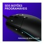 Mouse Gamer Logitech G203 LIGHTSYNC RGB, Efeito de Ondas de Cores, 6 Botões Programáveis e Até 8.000 DPI, Preto - 910-005793