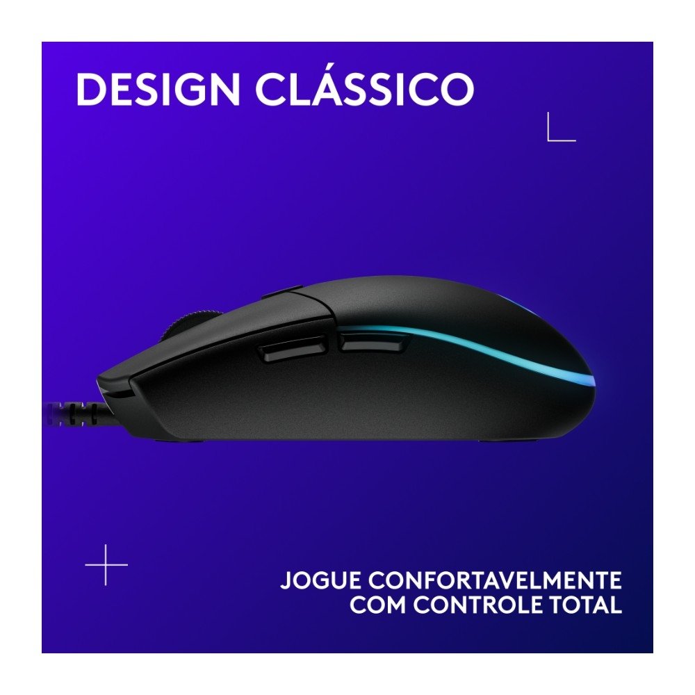 Mouse Gamer Logitech G203 LIGHTSYNC RGB, Efeito de Ondas de Cores, 6 Botões Programáveis e Até 8.000 DPI, Preto - 910-005793 Mouse Gamer Logitech G203 LIGHTSYNC RGB, Efeito de Ondas de Cores, 6 Botões Programáveis e Até 8.000 DPI, Preto - 910-005793