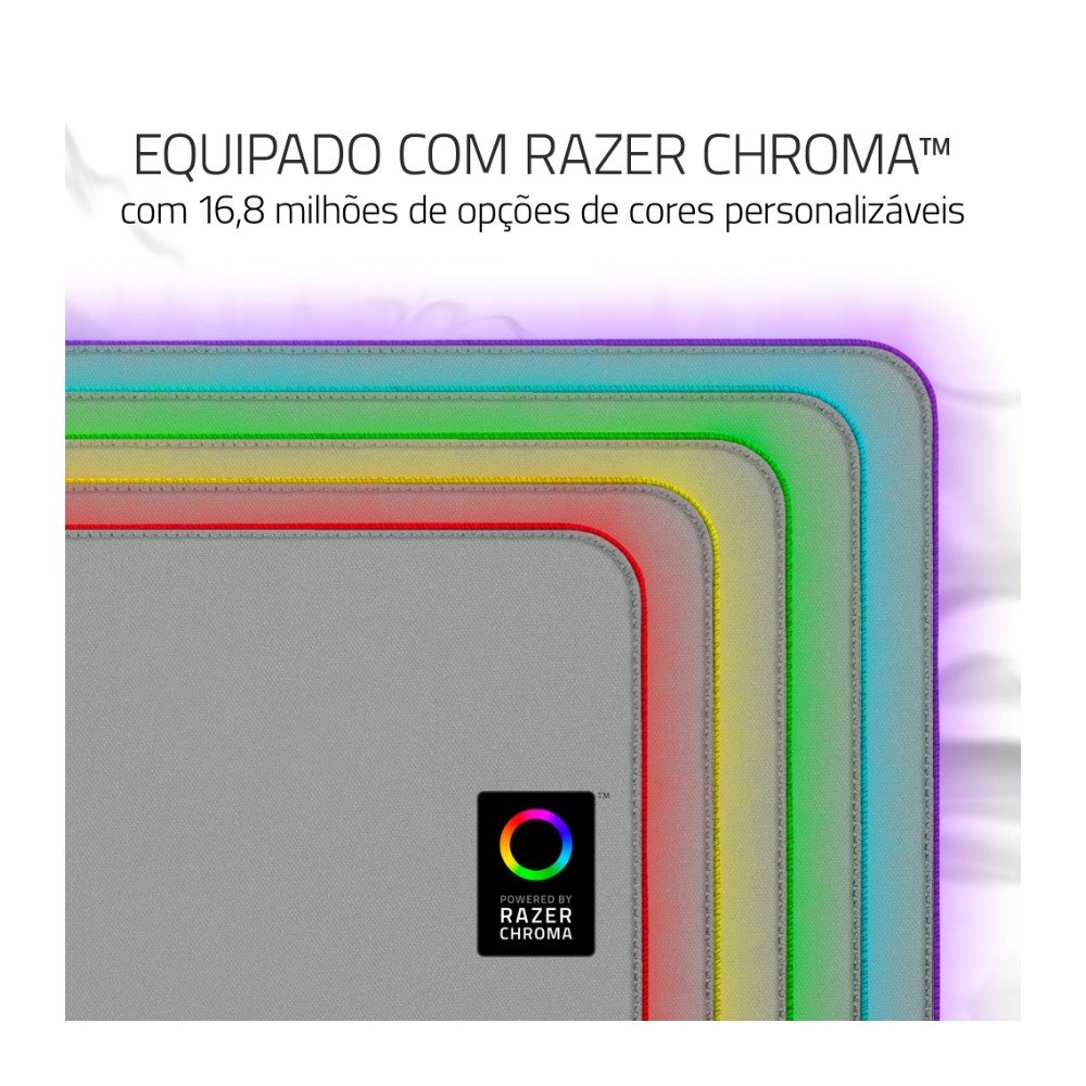 Imagem 2 de 5 do produto Mousepad Gamer Razer Goliathus Chroma, RGB, Control/Speed, Extendido (920x294mm), Mercury Branco - RZ02-02500314