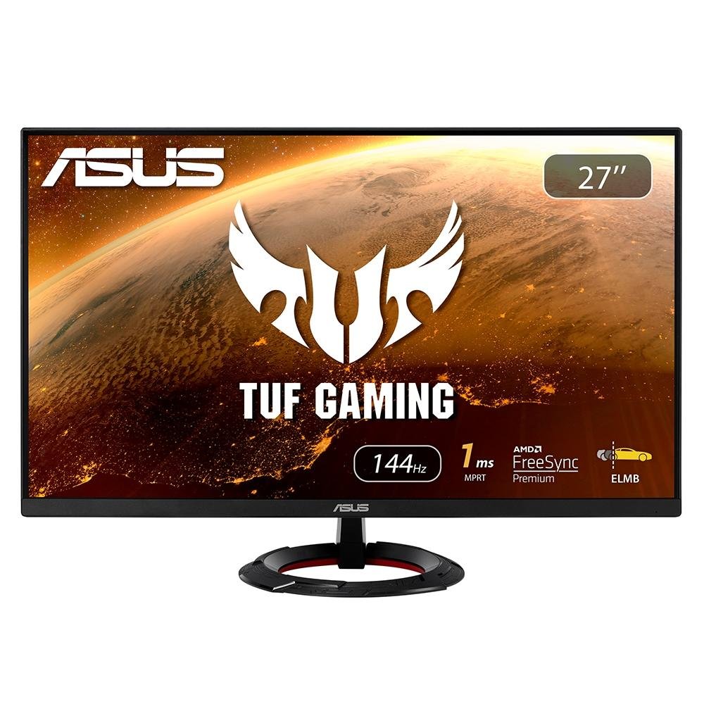 Imagem 2 de 10 do produto Monitor Gamer ASUS TUF Gaming 27", 144Hz, Full HD, 1ms, IPS, DisplayPort e HDMI, FreeSync, Preto - VG279Q1R