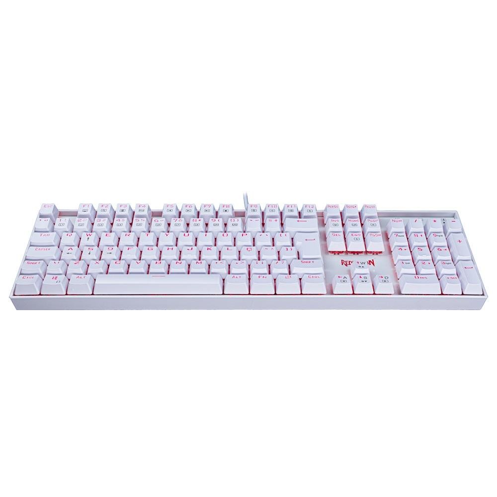 Teclado Mecânico Gamer Redragon Mitra K551W, LED, Switch Redragon MK2 Brown, ABNT2, Branco - K551W (BROWN)