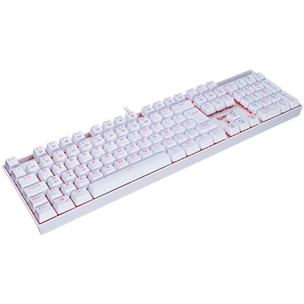 Teclado Mecânico Gamer Redragon Mitra K551W, LED, Switch Redragon MK2 Brown, ABNT2, Branco - K551W (BROWN)