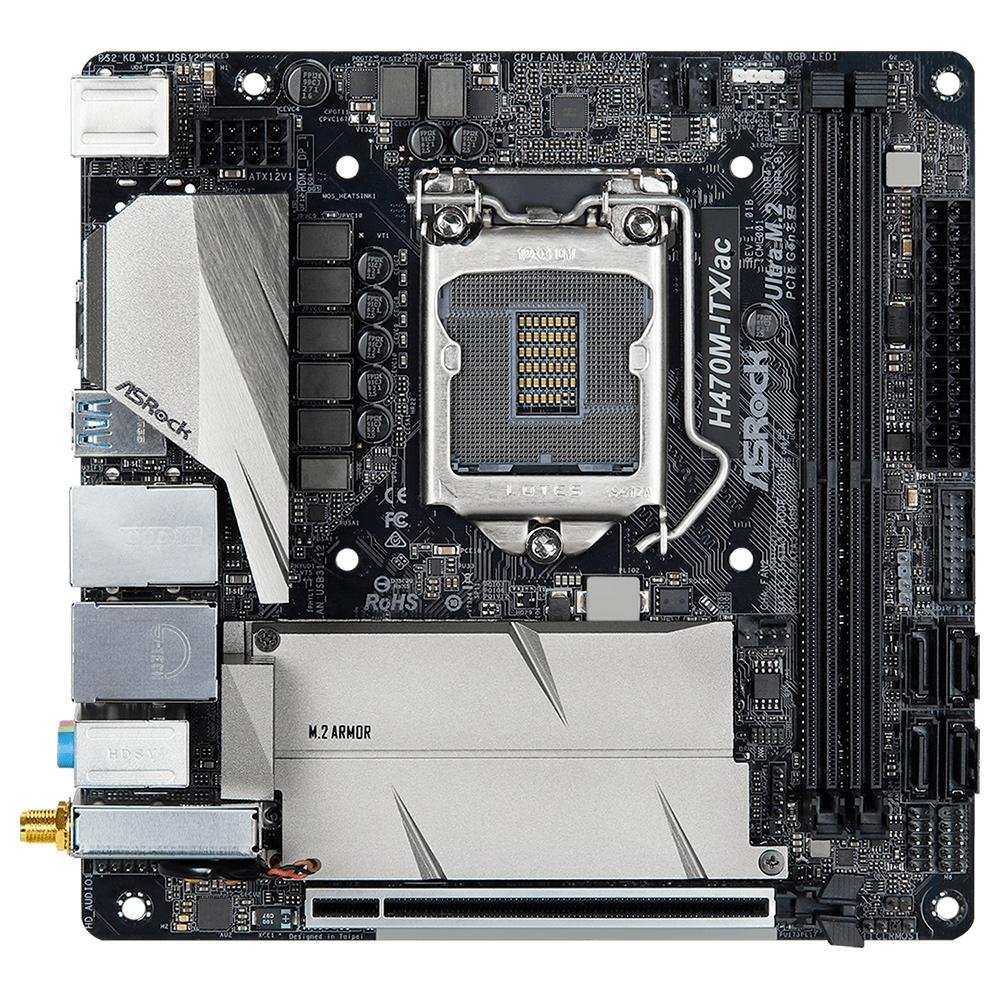 マザーボード ASRock H470M-ITX/ax + intel i5-10400 Placa Mãe ASRock H470M-ITX/ac, Intel LGA 1200, Mini-ITX, DDR4 | KaBuM!
