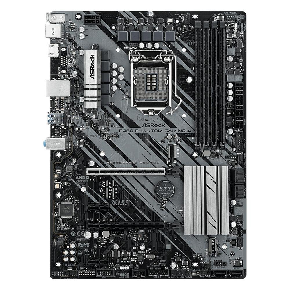 Placa-Mãe ASRock B460 Phantom Gaming 4, Intel LGA 1200, ATX, DDR4, Preto - 90-MXBCP0-A0UAYZ Placa-Mãe ASRock B460 Phantom Gaming 4, Intel LGA 1200, ATX, DDR4, Preto - 90-MXBCP0-A0UAYZ