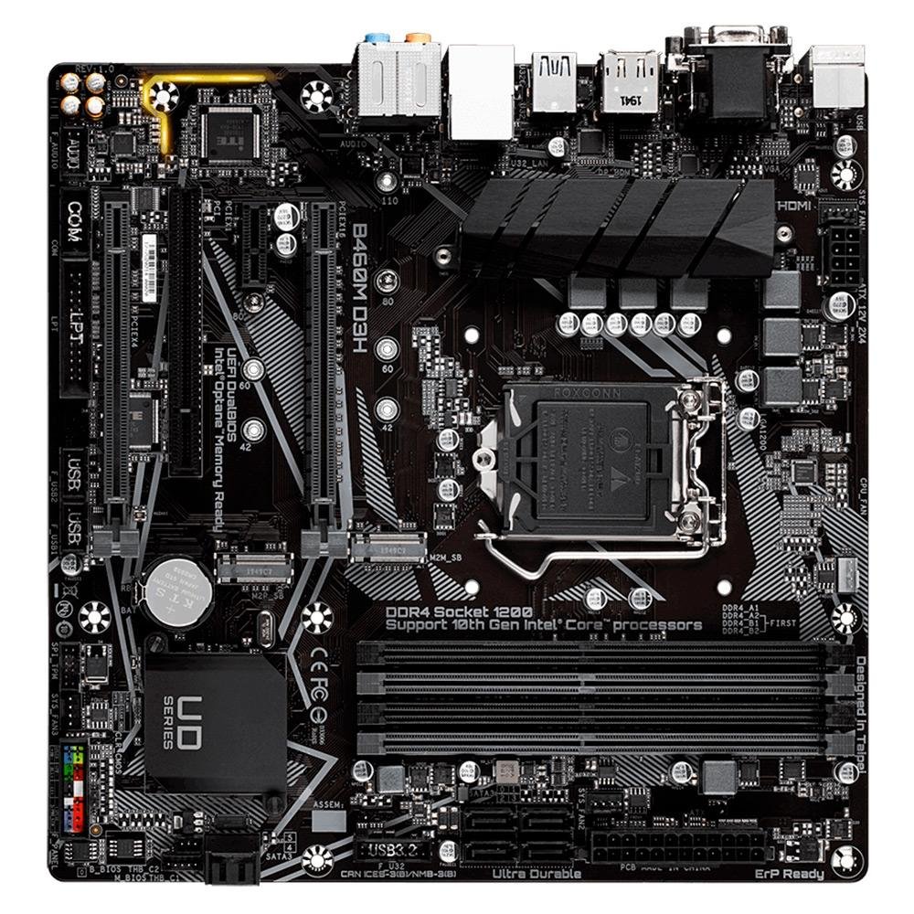 Imagem 3 de 4 do produto Placa-Mãe Gigabyte B460M D3H, Intel LGA 1200, mATX, DDR4, Preto - B460M D3H