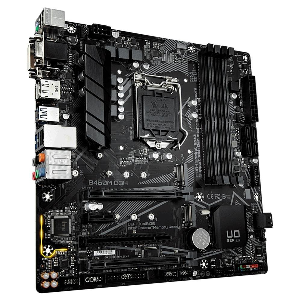 Imagem 2 de 4 do produto Placa-Mãe Gigabyte B460M D3H, Intel LGA 1200, mATX, DDR4, Preto - B460M D3H