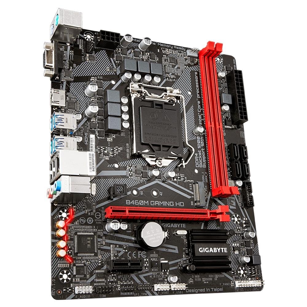 Imagem 2 de 4 do produto Placa-Mãe Gigabyte B460M Gaming HD, Intel LGA 1200, mATX, DDR4, Preto - B460M GAMING HD