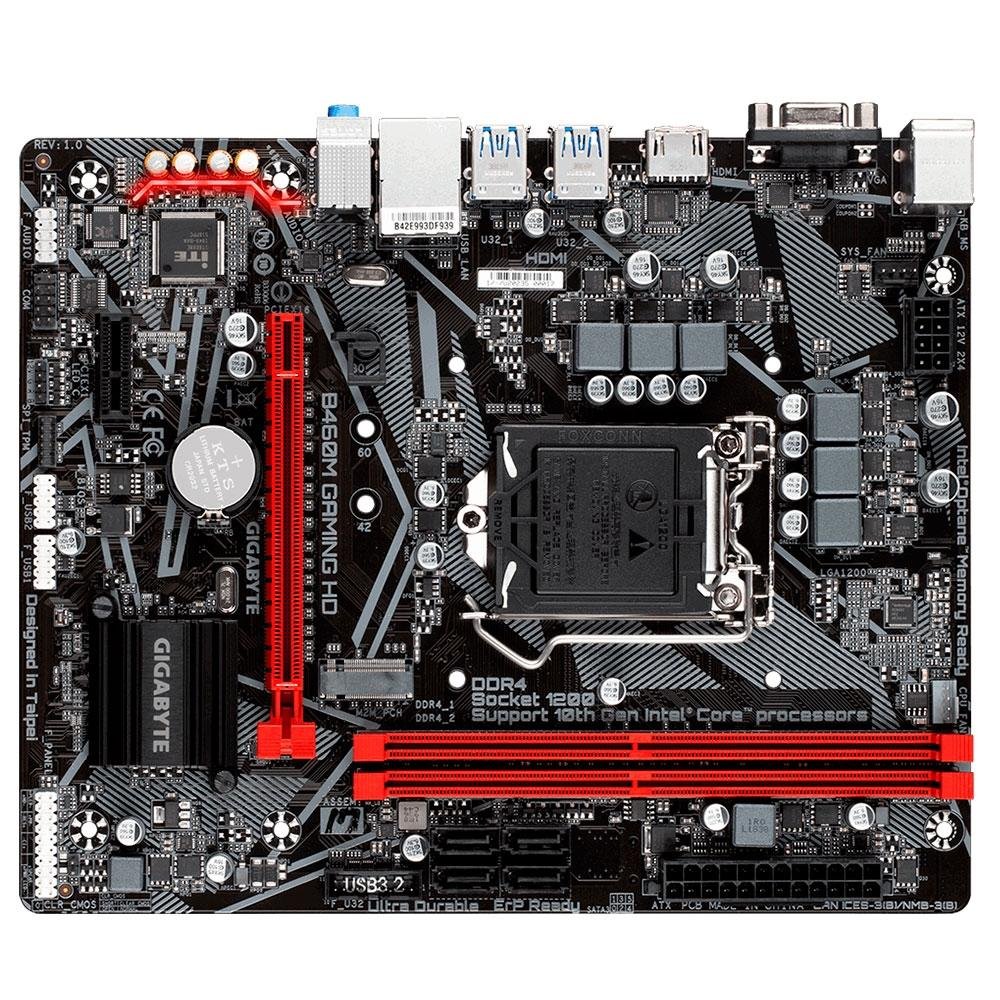 Imagem 3 de 4 do produto Placa-Mãe Gigabyte B460M Gaming HD, Intel LGA 1200, mATX, DDR4, Preto - B460M GAMING HD