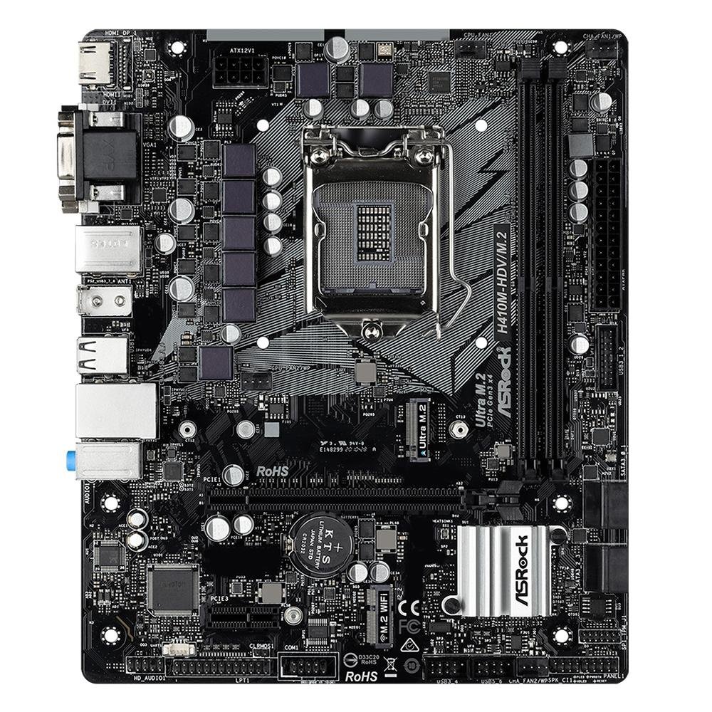 AntecPCケース/ASRock H410M-HDV/ATX電源 Placa Mãe ASRock H410M-HDV/M.2, Intel LGA 1200, Micro ATX, DDR4