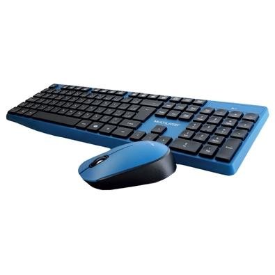 Teclado + Mouse Sem Fio Multilaser, ABNT2, Azul/Preto - TC246