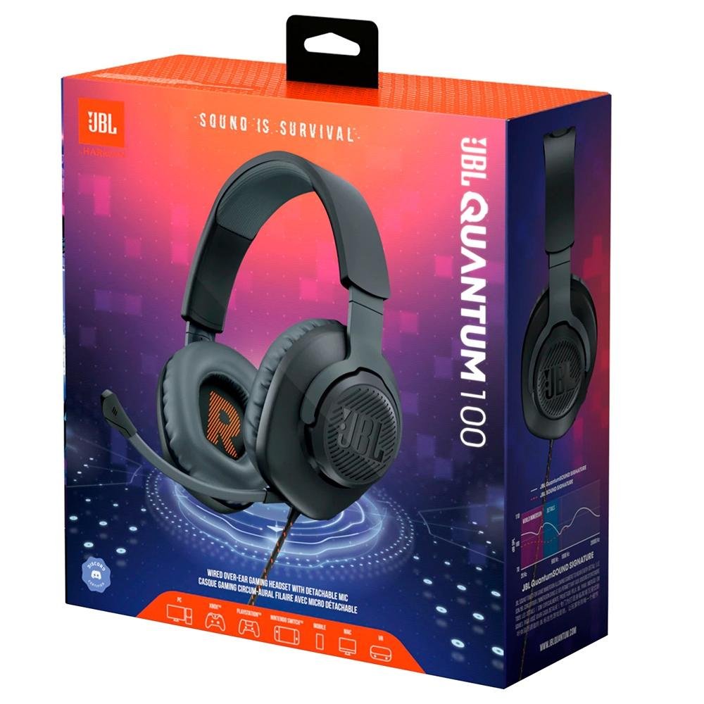 Headset Gamer JBL Quantum 100, Drivers 40mm, Preto - 28913174 Headset Gamer JBL Quantum 100, Drivers 40mm, Preto - 28913174