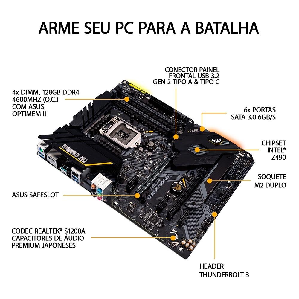 Placa Mãe Asus TUF Gaming Z490-Plus, Intel LGA 1200, ATX, DDR4