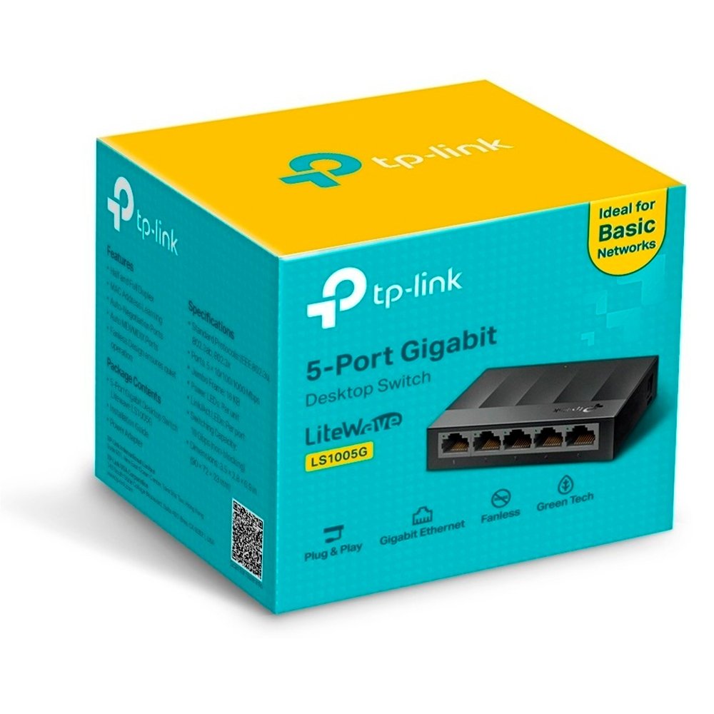 Switch de Mesa TP-Link, 5 Portas 10/100/1000Mbps - LS105G Switch de Mesa TP-Link, 5 Portas 10/100/1000Mbps - LS105G