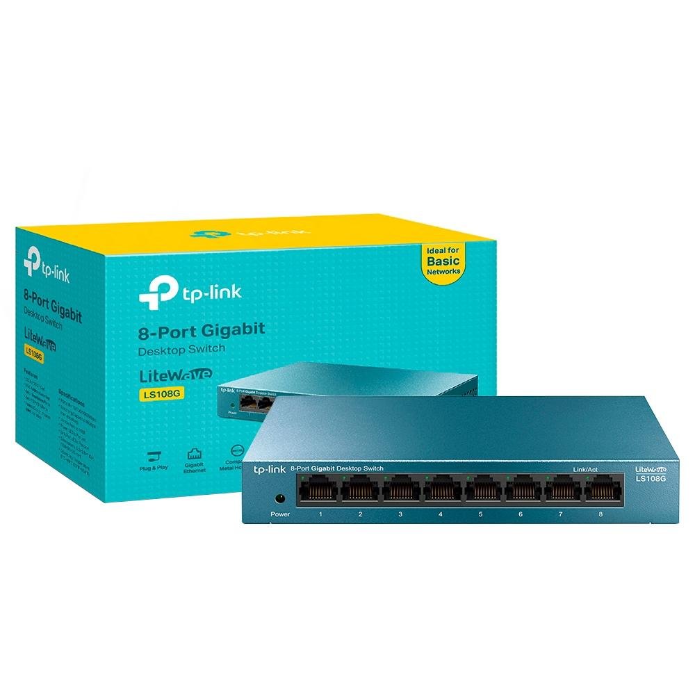 Switch de Mesa TP-Link, 8 Portas 10/100/1000Mbps - LS108G Switch de Mesa TP-Link, 8 Portas 10/100/1000Mbps - LS108G