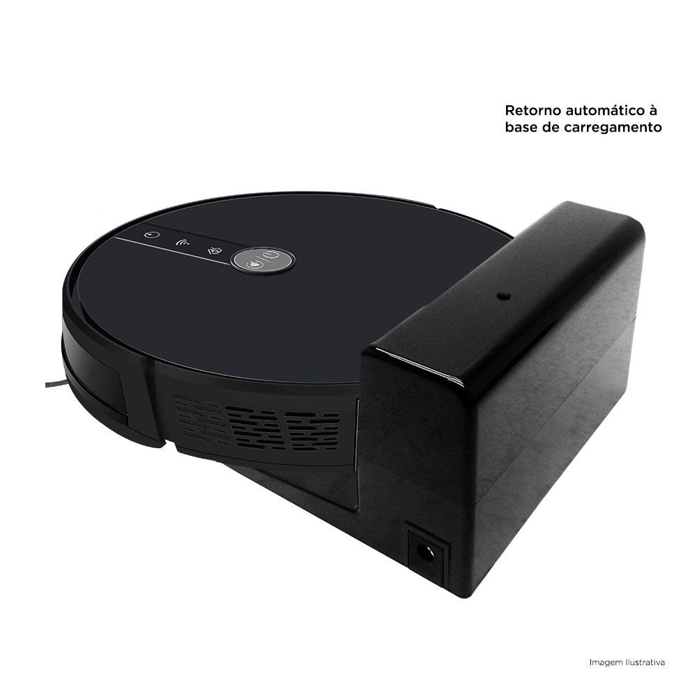 Robô Aspirador e Passa Pano KABUM! smart 500 - 5 Modos de Limpeza, Mapeamento Giroscópio, Base de Carregamento - Bivolt - Preto - KBSF000