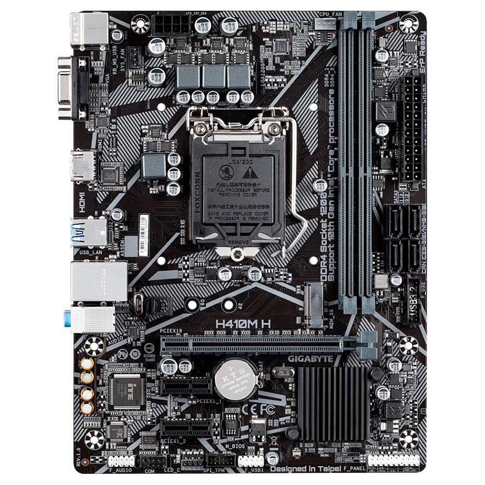 Placa-Mãe Gigabyte H410M H, Intel LGA 1200, Micro ATX, DDR4, Preto - H410M H Placa-Mãe Gigabyte H410M H, Intel LGA 1200, Micro ATX, DDR4, Preto - H410M H