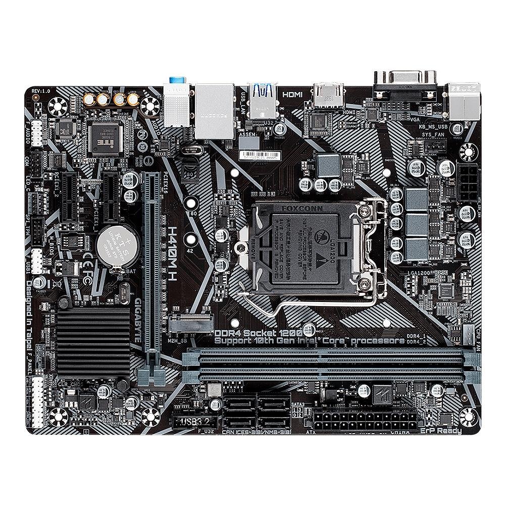 Placa-Mãe Gigabyte H410M H, Intel LGA 1200, Micro ATX, DDR4, Preto - H410M H Placa-Mãe Gigabyte H410M H, Intel LGA 1200, Micro ATX, DDR4, Preto - H410M H