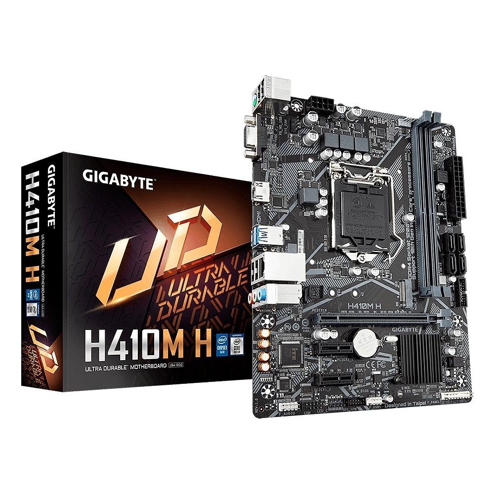 Placa-Mãe Gigabyte H410M H, Intel LGA 1200, Micro ATX, DDR4, Preto - H410M H Placa-Mãe Gigabyte H410M H, Intel LGA 1200, Micro ATX, DDR4, Preto - H410M H