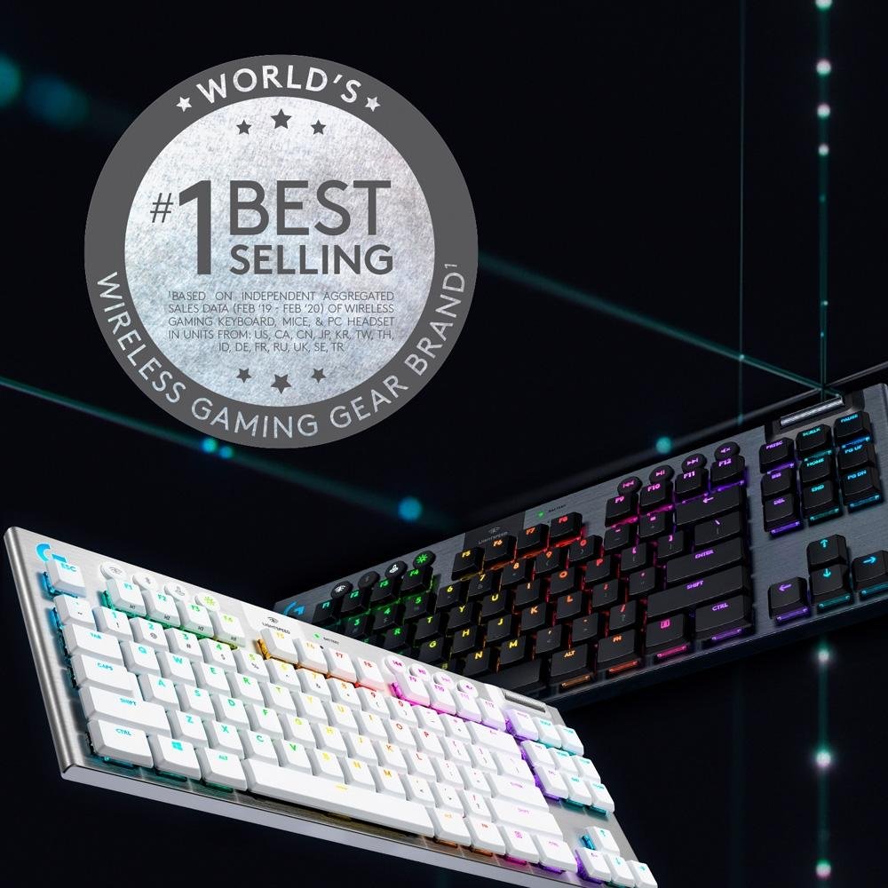 Imagem 4 de 11 do produto Teclado Mecânico Gamer Sem Fio Logitech G915 TKL RGB LIGHTSYNC, USB ou Bluetooth, Ultrafino, Switch GL Tactile, Preto - 920-009495