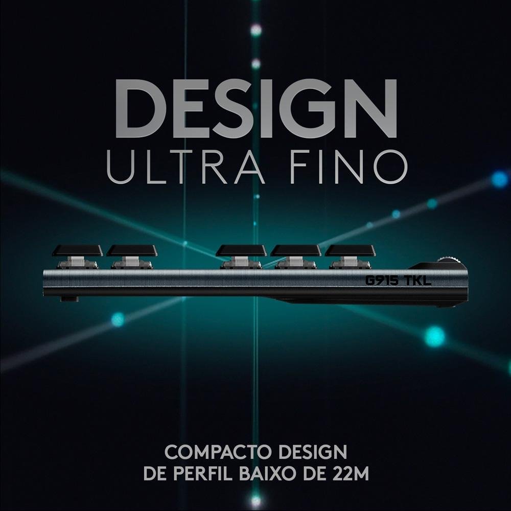 Imagem 5 de 11 do produto Teclado Mecânico Gamer Sem Fio Logitech G915 TKL RGB LIGHTSYNC, USB ou Bluetooth, Ultrafino, Switch GL Tactile, Preto - 920-009495
