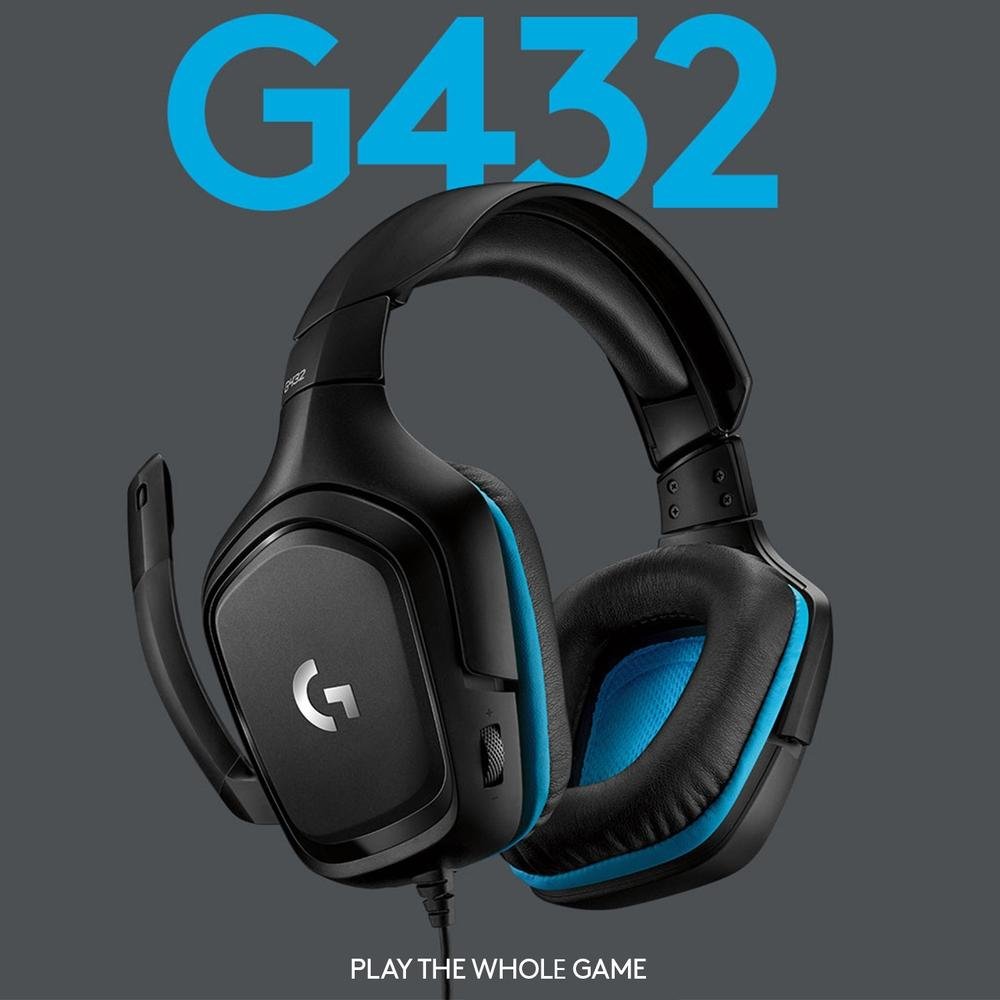 Headset Gamer Logitech G432 7.1 Dolby Surround para PC, PlayStation, Xbox e Nintendo Switch, Preto/Azul - 981-000769 - view 5