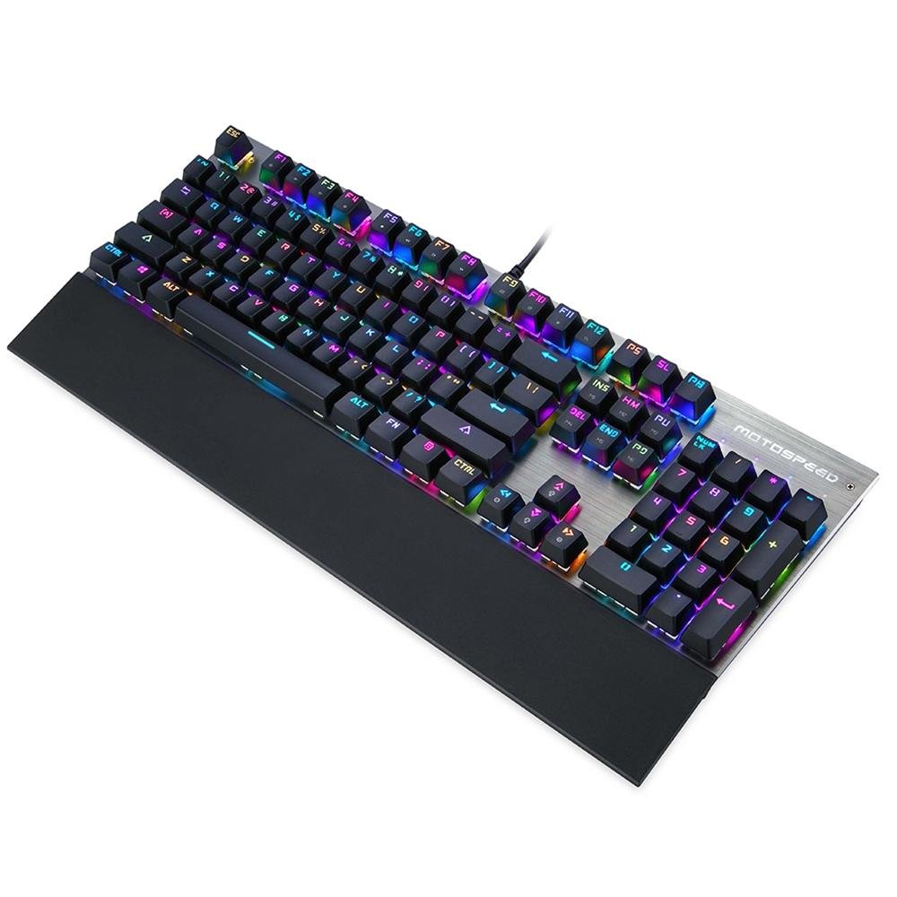 y*iFTWO（FNTC ）BLACK DECK 157 W Teclado USB Mecânico Gamer Randgrid Rainbow Switch Azul - KE