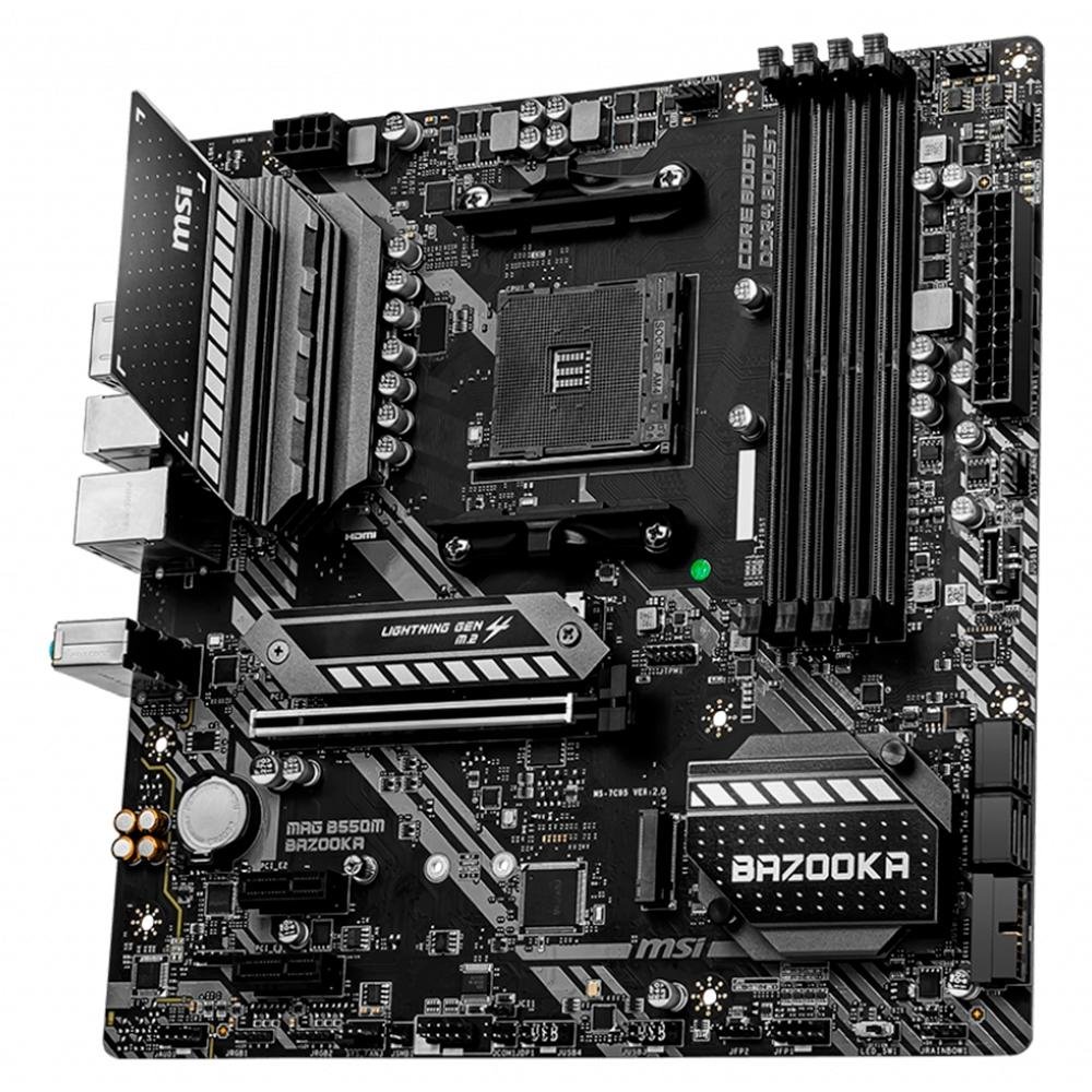 Imagem 3 de 5 do produto Placa-Mãe MSI MAG B550M Bazooka, AMD AM4, mATX, DDR4, Preto - MAG B550M BAZOOKA