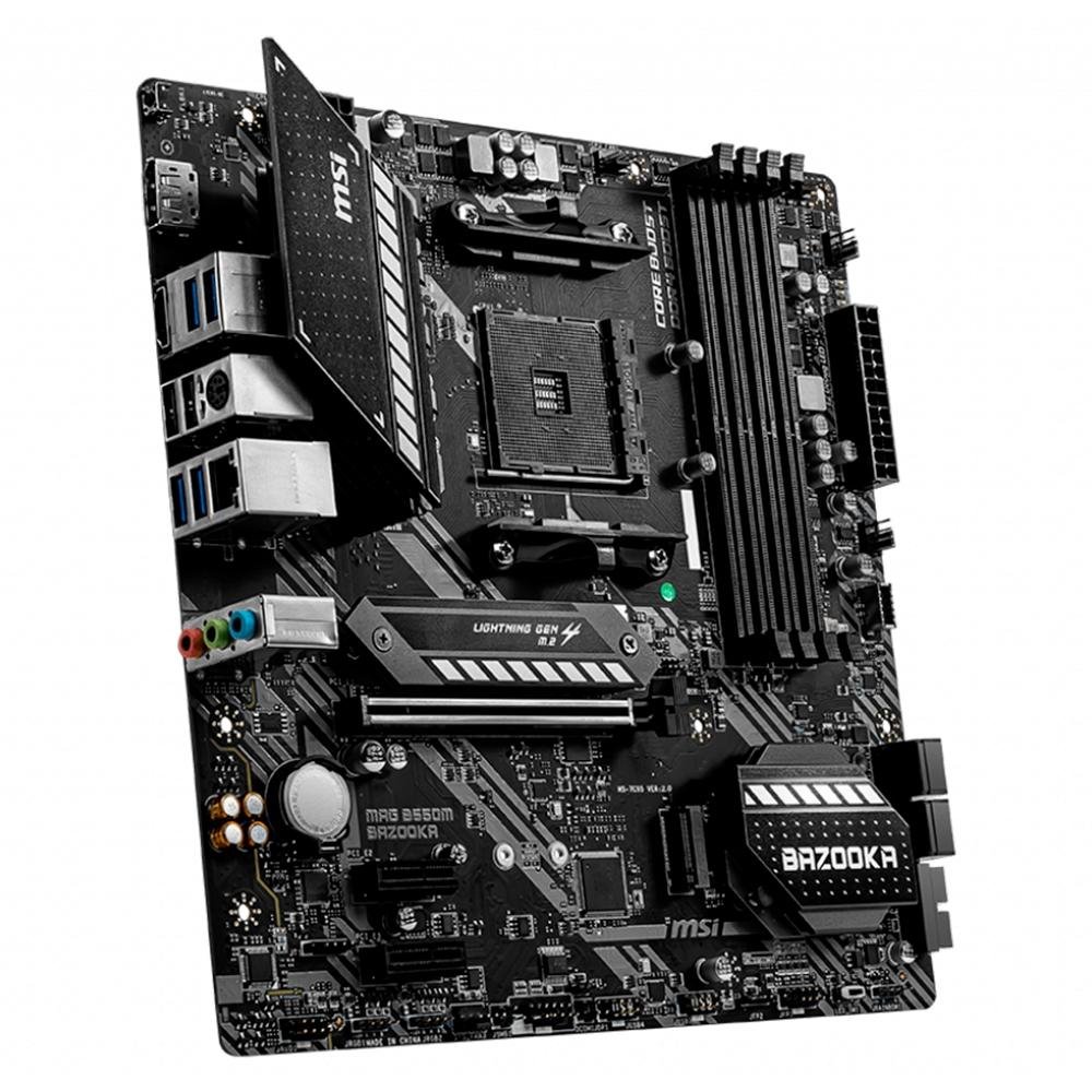 Imagem 4 de 5 do produto Placa-Mãe MSI MAG B550M Bazooka, AMD AM4, mATX, DDR4, Preto - MAG B550M BAZOOKA