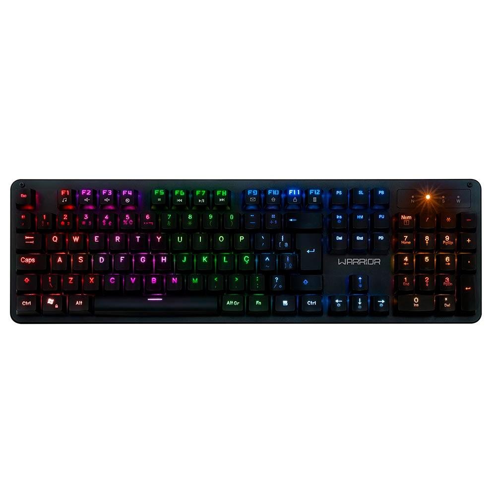 Teclado Mecânico Gamer Warrior Dunky, LED Rainbow, Switch Outemu