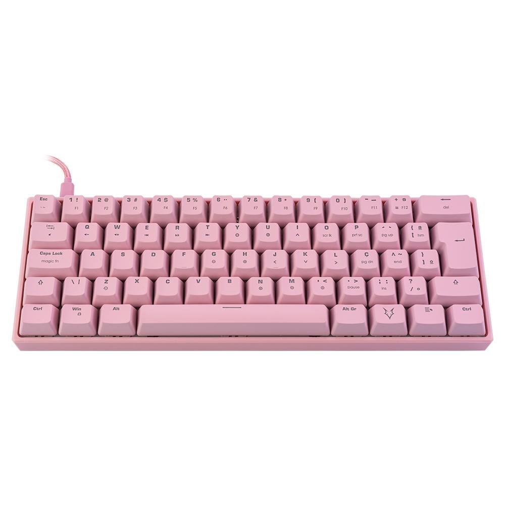 Teclado Mecânico Gamer Husky Gaming Blizzard, 60%, RGB, Switch Gateron Red, ABNT2, Rosa - HGMO002