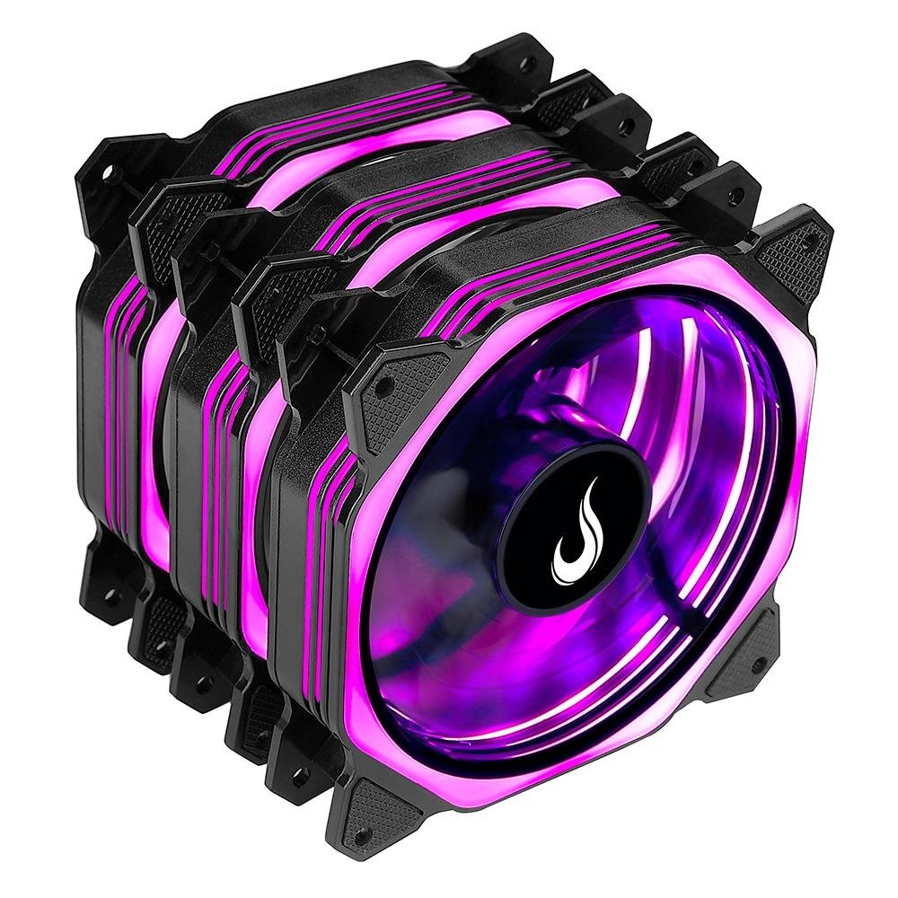 Kit Com 3 Ventoinhas Rise Mode Aura, 120mm, RGB, Preto - RM-AU-02-RGB 6