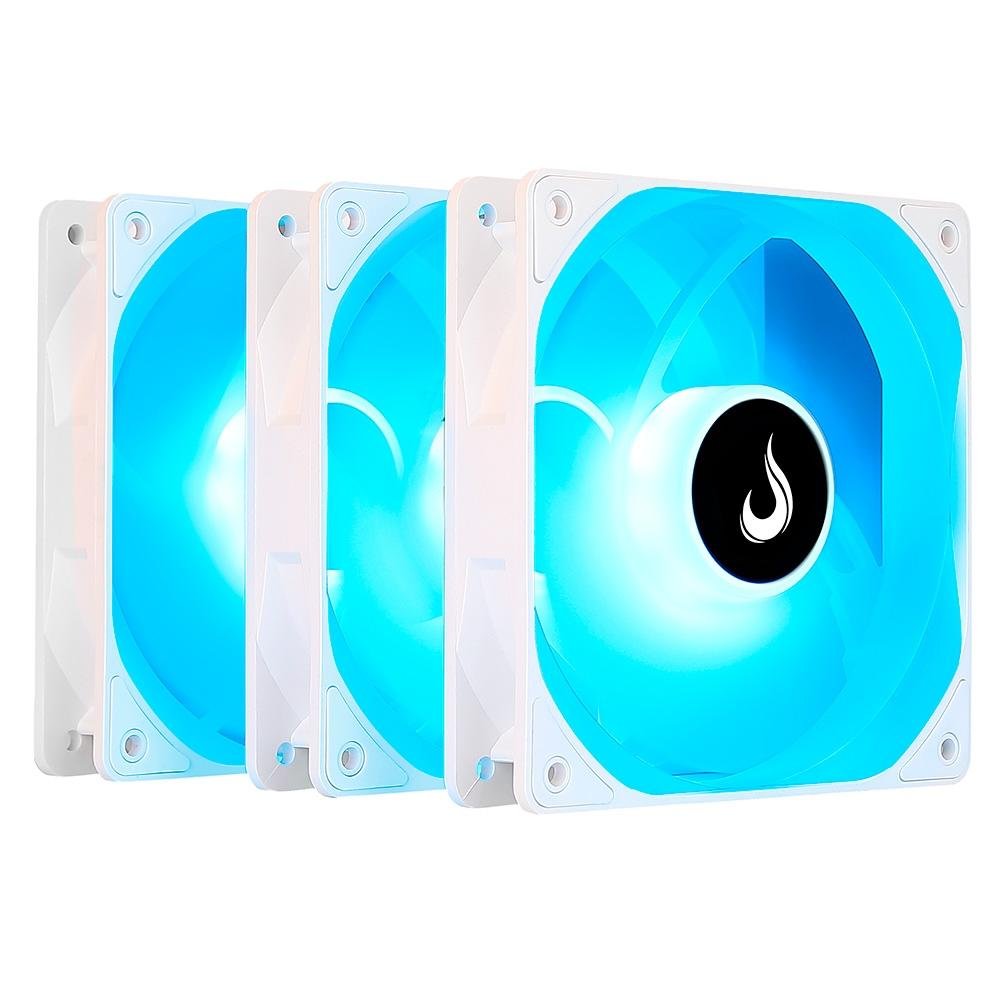 Imagem 2 de 6 do produto Kit Com 3 Ventoinhas Rise Mode Frost, 120mm, RGB, Branco - RM-CF-02-RGB