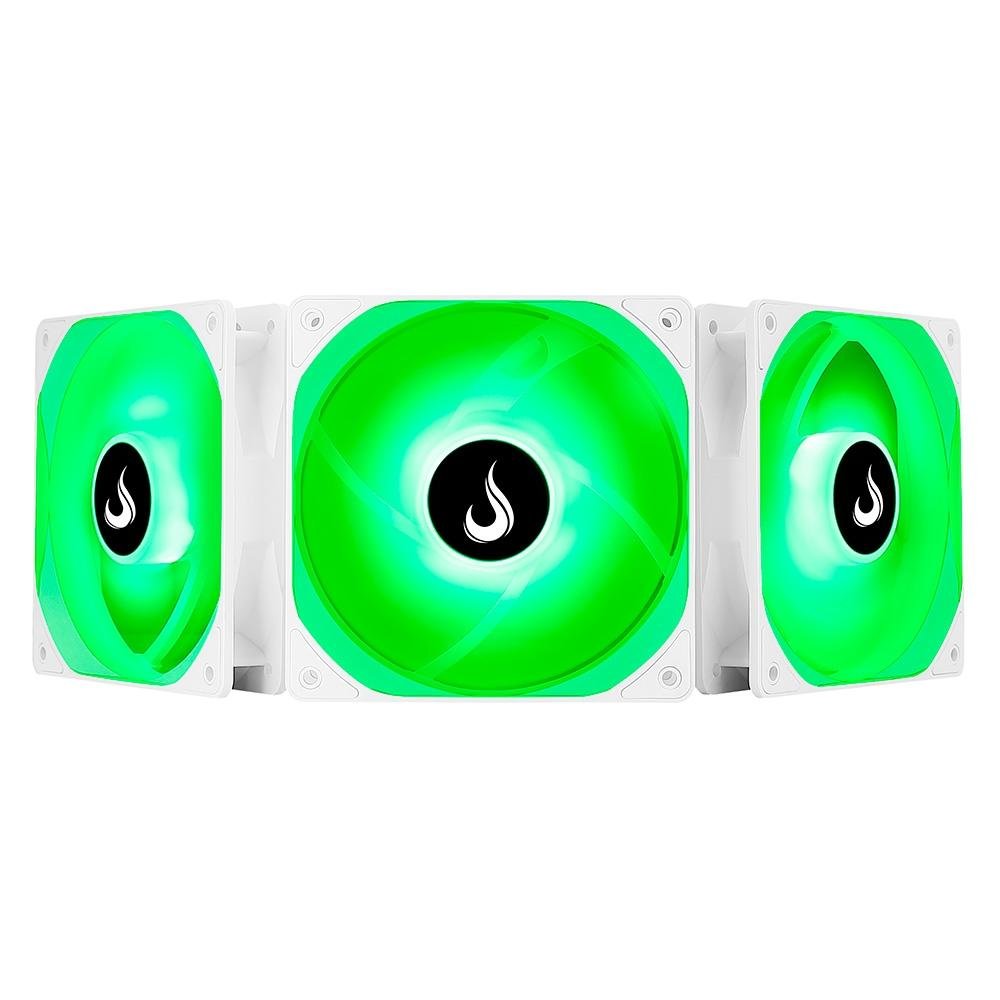 Imagem 3 de 6 do produto Kit Com 3 Ventoinhas Rise Mode Frost, 120mm, RGB, Branco - RM-CF-02-RGB