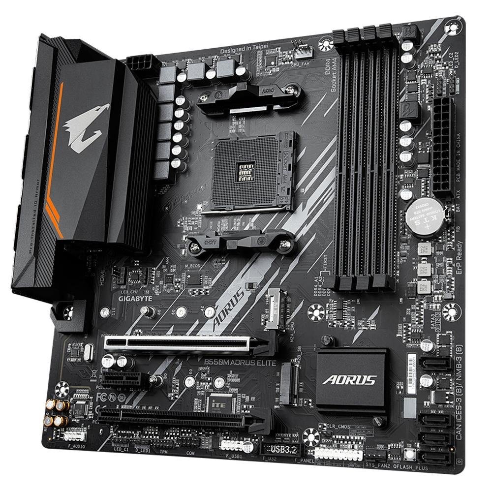 Placa-Mãe Gigabyte B550M Aorus Elite Rev. 1.3, AMD AM4, Micro ATX, DDR4, Preto - B550M AORUS ELITE Placa-Mãe Gigabyte B550M Aorus Elite Rev. 1.3, AMD AM4, Micro ATX, DDR4, Preto - B550M AORUS ELITE